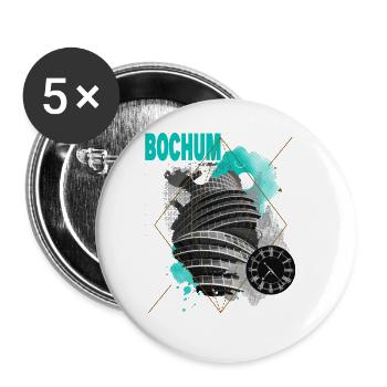 Bochum Deutschland Stadt Skyline Vintage Retro - Buttons groß 56 mm (5er Pack) - Weiß - Vorne
