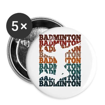 Badminton - Buttons groß 56 mm (5er Pack) - Weiß - Vorne