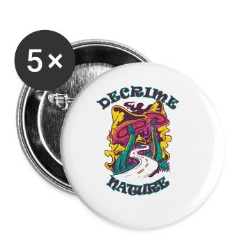 Decrime Nature Colorful Magic Mushroom Trippy - Buttons groß 56 mm (5er Pack) - Weiß - Vorne