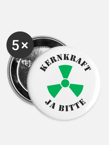 Kernkraft, Ja bitte - Buttons groß 56 mm (5er Pack) - Weiß