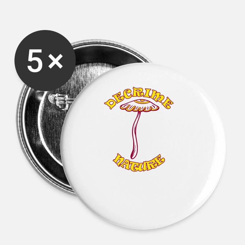 Decrime Nature Colorful Magic Mushroom Trippy - Buttons large 2.2''/56 mm (5-pack) - white