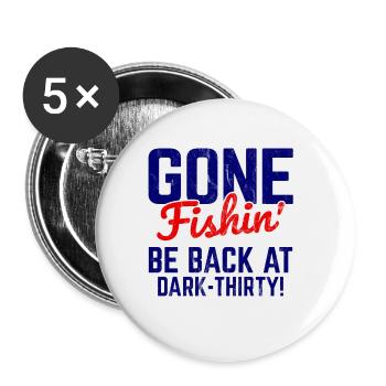 Angler Spruch zum Angeln Angel - Buttons groß 56 mm (5er Pack) - Weiß - Vorne