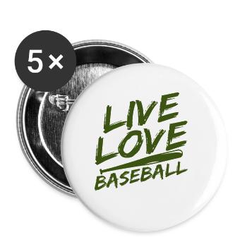 Baseball - Buttons groß 56 mm (5er Pack) - Weiß - Vorne