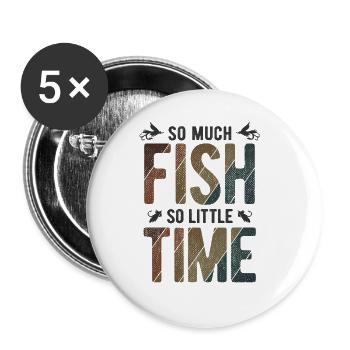 Angler Spruch zum Angeln Angel - Buttons groß 56 mm (5er Pack) - Weiß - Vorne