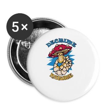 Decrime Nature Squelette de champignon magique coloré - Lot de 5 grands badges (56 mm) - blanc - Devant