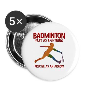 Badminton - Buttons groß 56 mm (5er Pack) - Weiß - Vorne