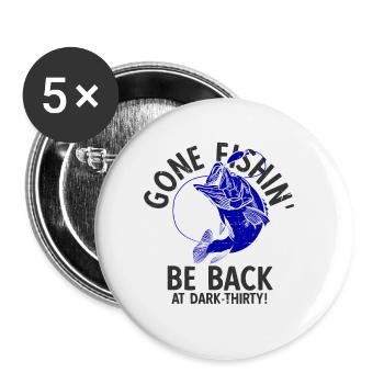 Angler Spruch zum Angeln Angel - Buttons groß 56 mm (5er Pack) - Weiß - Vorne