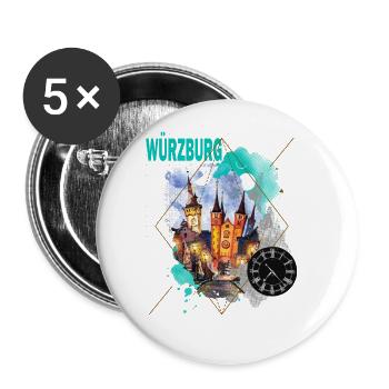 Würzburg Germany City Skyline Vintage Retro - Buttons large 2.2''/56 mm (5-pack) - white - Front