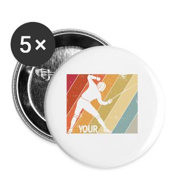 Fechten - Buttons groß 56 mm (5er Pack) - Weiß - Vorne