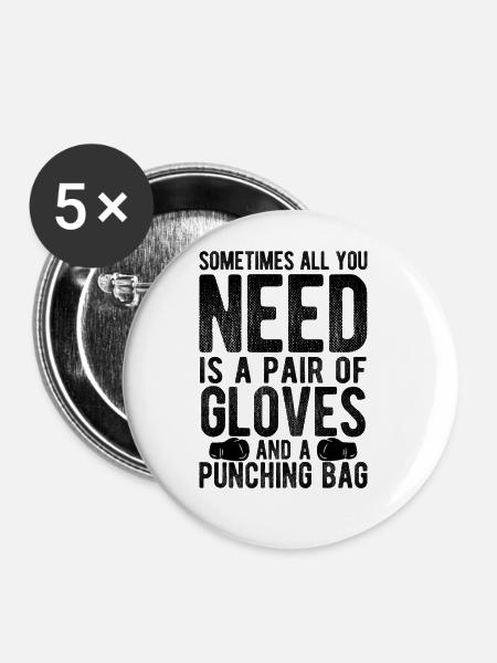 Boxsport Boxing - Buttons groß 56 mm (5er Pack) - Weiß