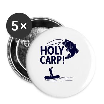 Angler Spruch zum Angeln Angel - Buttons groß 56 mm (5er Pack) - Weiß - Vorne
