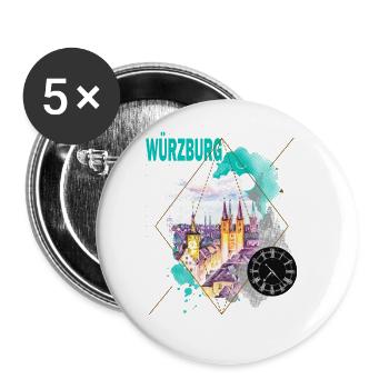 Würzburg Germany City Skyline Vintage Retro - Buttons large 2.2''/56 mm (5-pack) - white - Front
