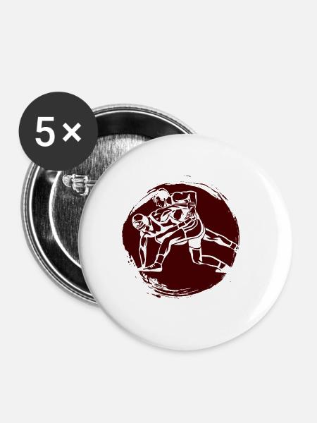 Grappling Martial Arts Wrestling - Buttons groß 56 mm (5er Pack) - Weiß