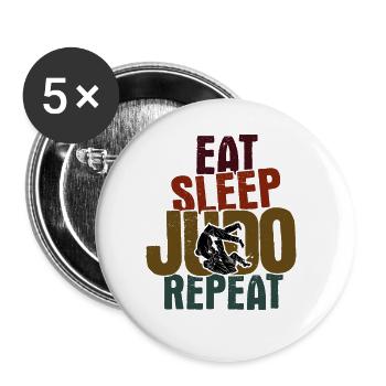 Japanischer Kampfsport Judo - Buttons groß 56 mm (5er Pack) - Weiß - Vorne
