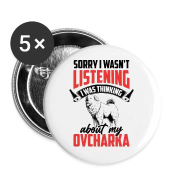 Thought of Ovcharka Caucasian Ovcharka - Buttons large 2.2''/56 mm (5-pack) - white - Front