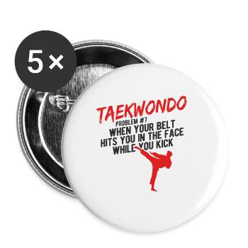 Koreanischer Kampfsport Taekwondo - Buttons groß 56 mm (5er Pack) - Weiß - Vorne