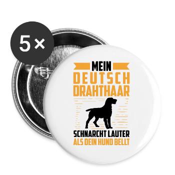 Deutsch Drahthaar schnarcht lauter Jagdhund - Buttons groß 56 mm (5er Pack) - Weiß - Vorne