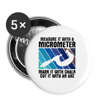 Maschinen-Bediener Maschinenführer Machinist - Buttons groß 56 mm (5er Pack) - Weiß - Vorne