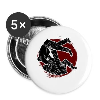 Japanischer Kampfsport Judo - Buttons groß 56 mm (5er Pack) - Weiß - Vorne