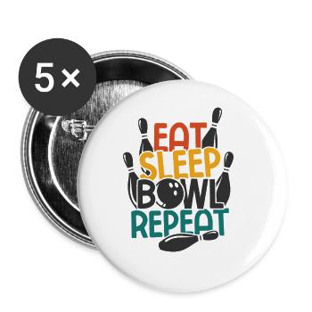 Bowling - Buttons groß 56 mm (5er Pack) - Weiß - Vorne