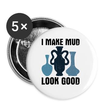 Keramik Töpferei Für Töpfer - Buttons groß 56 mm (5er Pack) - Weiß - Vorne