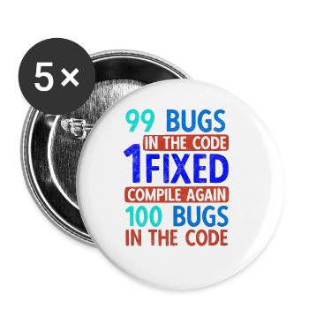 Software Ingenieur Informatiker Programmierer - Buttons groß 56 mm (5er Pack) - Weiß - Vorne