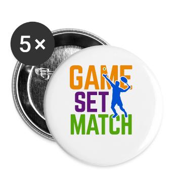Tennisplatz Spruch Für Tennis - Buttons groß 56 mm (5er Pack) - Weiß - Vorne