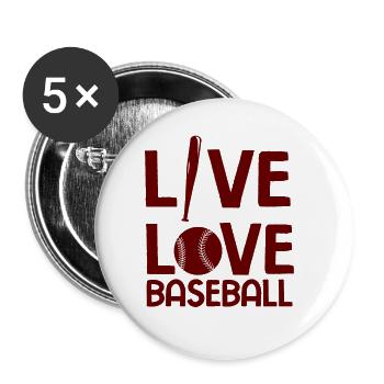 Baseball - Buttons groß 56 mm (5er Pack) - Weiß - Vorne