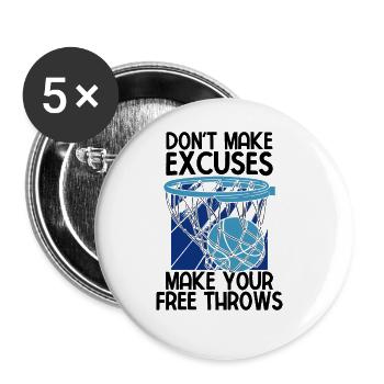 Basketball - Buttons groß 56 mm (5er Pack) - Weiß - Vorne