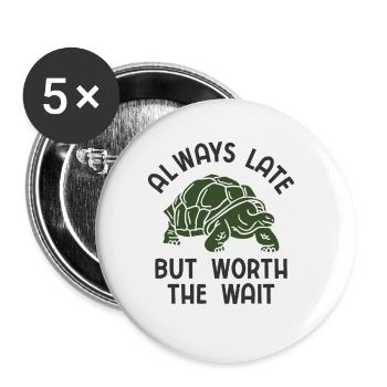 Schildkröten - Buttons groß 56 mm (5er Pack) - Weiß - Vorne