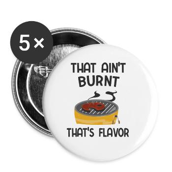 Grillparty Spruch Zum Grillen Grill - Buttons groß 56 mm (5er Pack) - Weiß - Vorne
