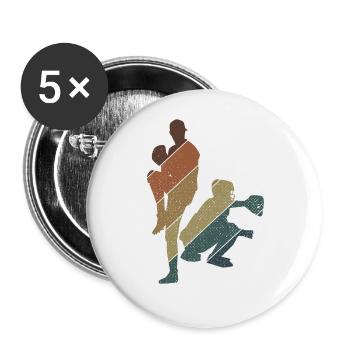 Baseball - Buttons groß 56 mm (5er Pack) - Weiß - Vorne