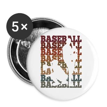 Baseball - Buttons groß 56 mm (5er Pack) - Weiß - Vorne