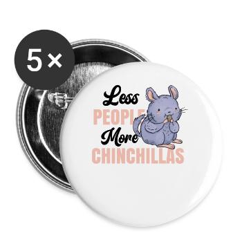 Plus de chinchilla moins de rongeurs - Lot de 5 grands badges (56 mm) - blanc - Devant