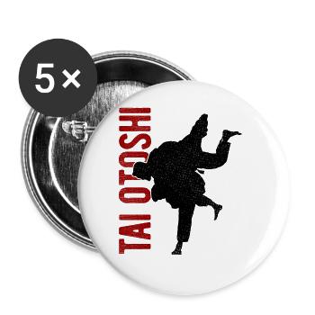 Japanischer Kampfsport Judo - Buttons groß 56 mm (5er Pack) - Weiß - Vorne