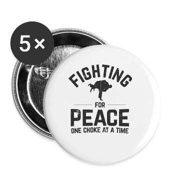 BJJ Jiu Jitsu - Buttons groß 56 mm (5er Pack) - Weiß - Vorne