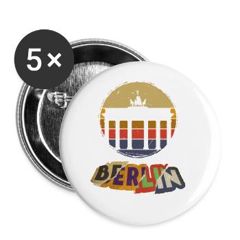 Berlin Germany City Skyline Vintage Retro - Buttons large 2.2''/56 mm (5-pack) - white - Front