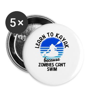 Paddel-Boot Kanu-Fahrer Für Kajak - Buttons groß 56 mm (5er Pack) - Weiß - Vorne