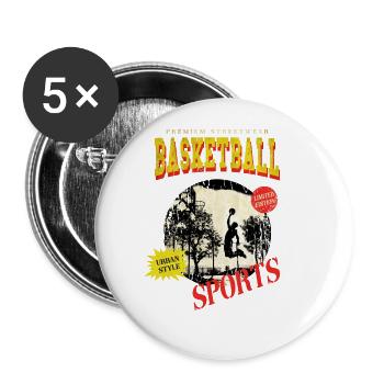 Basketball Basketballer Dunking Sport Vintage - Buttons groß 56 mm (5er Pack) - Weiß - Vorne