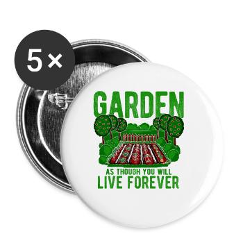 Landschaftsgärtner Hobbygärtner Gärtner - Buttons groß 56 mm (5er Pack) - Weiß - Vorne