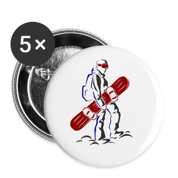 Snowboard Spruch für Snowboarder - Buttons groß 56 mm (5er Pack) - Weiß - Vorne