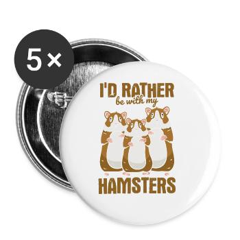 Nagetier Hamster - Buttons groß 56 mm (5er Pack) - Weiß - Vorne
