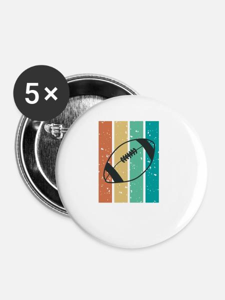 Rugby Mannschaftssport retro - Buttons groß 56 mm (5er Pack) - Weiß