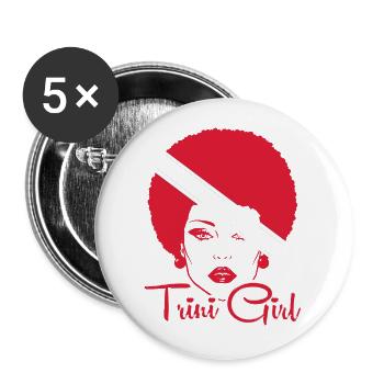 Trinidad and Tobago Girl - Buttons large 2.2''/56 mm (5-pack) - white - Front