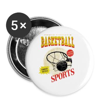 Basketteur Basketteur Basketteur Sport Vintage - Lot de 5 grands badges (56 mm) - blanc - Devant