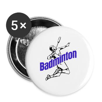 Badminton - Buttons groß 56 mm (5er Pack) - Weiß - Vorne