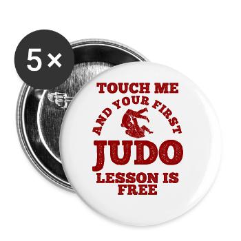 Japanischer Kampfsport Judo - Buttons groß 56 mm (5er Pack) - Weiß - Vorne