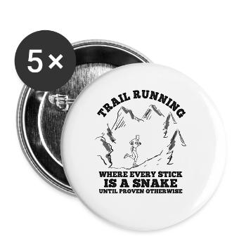 Berg-Laufen Für Läufer Trailrunning - Buttons groß 56 mm (5er Pack) - Weiß - Vorne