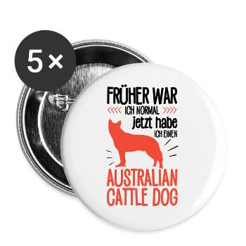 Australian Cattle Dog früher normal Treibhund - Buttons groß 56 mm (5er Pack) - Weiß - Vorne