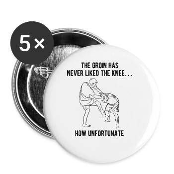 Israelischer Kampfsport Krav Maga - Buttons groß 56 mm (5er Pack) - Weiß - Vorne
